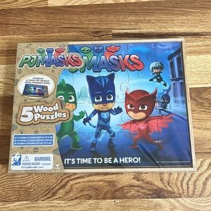 PJ Masks 5 Wooden Puzzles in Storage Box